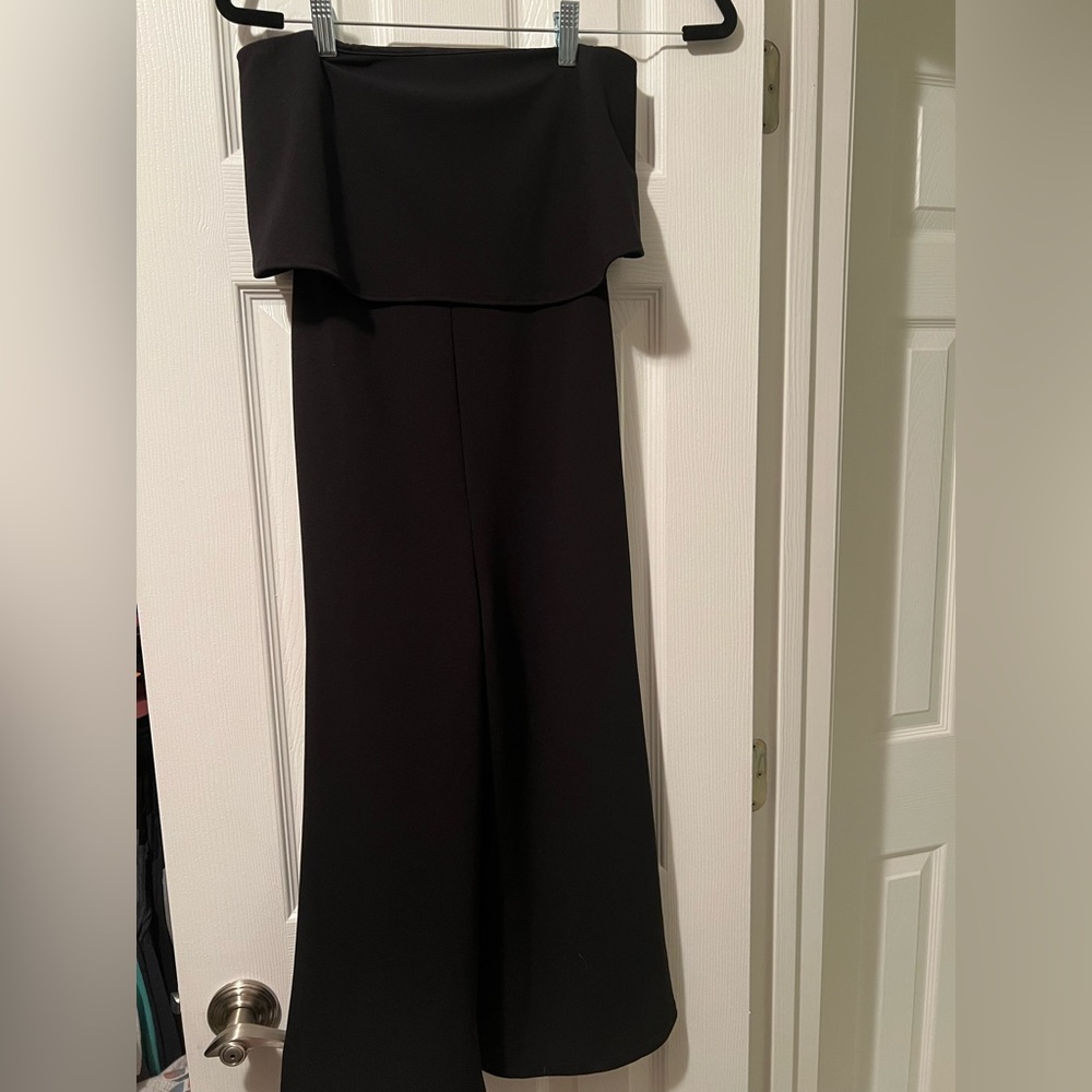 Strapless black cropped jumpsuit